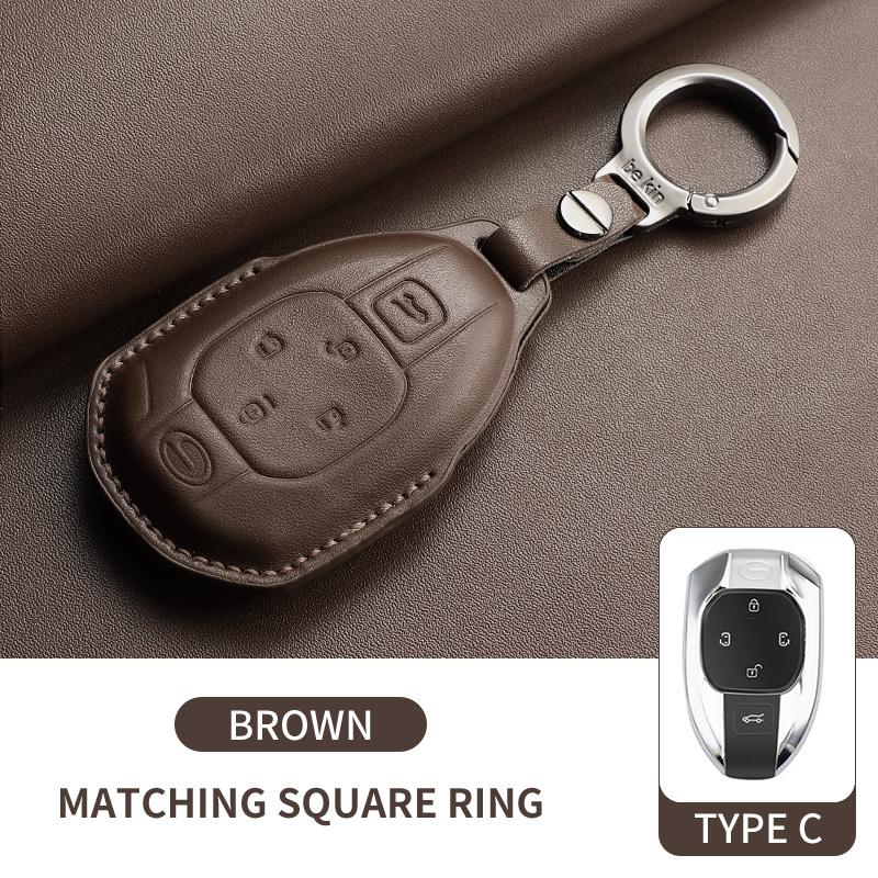 Leather Car Remote Key Case Cover for GAC Trumpchi GS3 GS4 GS5 GM8 GA3 GA4 GA6 SGS7 Empow J11 J12 J13 Car Key Fob Shell Keychain
