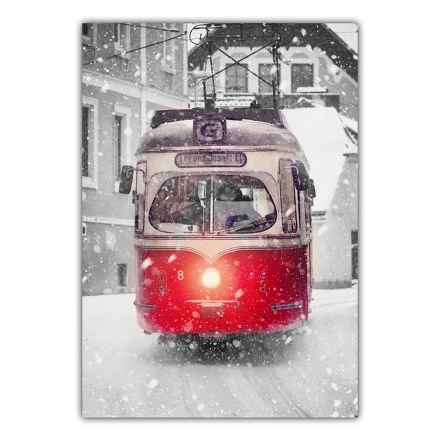 Nordic City Sign Building Landscape Canvas Painting Train Poster In Snow Office Living Room Bedroom Home Decoration Mural No Frame