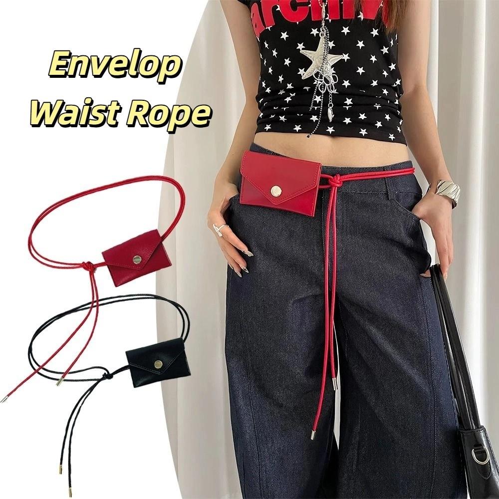 Vintage Envelop Waist Rope Y2k Dress Jeans Belt Fashionable Leather Waist Bag  Waist Belt