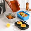 Square Silicone Air Fryer Liners Foldable Non-Stick Baking Tray with Grease Draining Grooves Heat-Resistant Dishwasher Safe Air Fryer Accessory