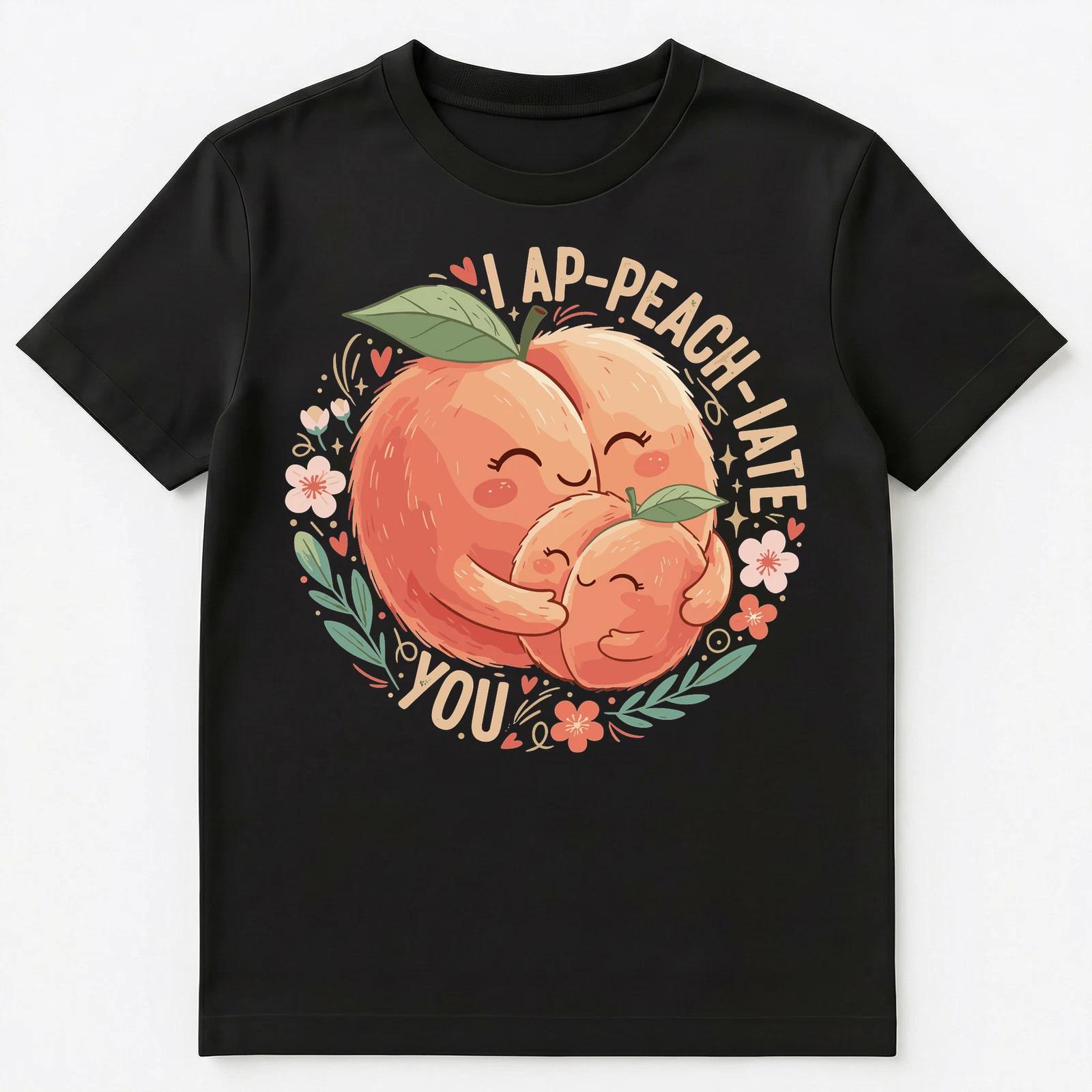 

Charming Peach Theme Playful Appreciation Art Unisex T-Shirt 2XL