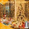 Ollny Christmas Curtain Lights 300 LED 9.8 FTx9.8 FT, Outdoor Waterproof Curtain String Lights with Remote Timer 8 Modes, USB Waterfall Window Lights