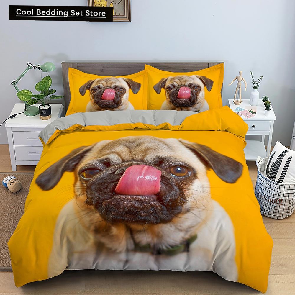 Tier Hund Bettbezug King Queen Größe Kinder Niedliches Haustier Welpe Thema Bettwäsche Set Corgi Golden Retriever 2/3-teilig Polyester Bettdeckenbezug