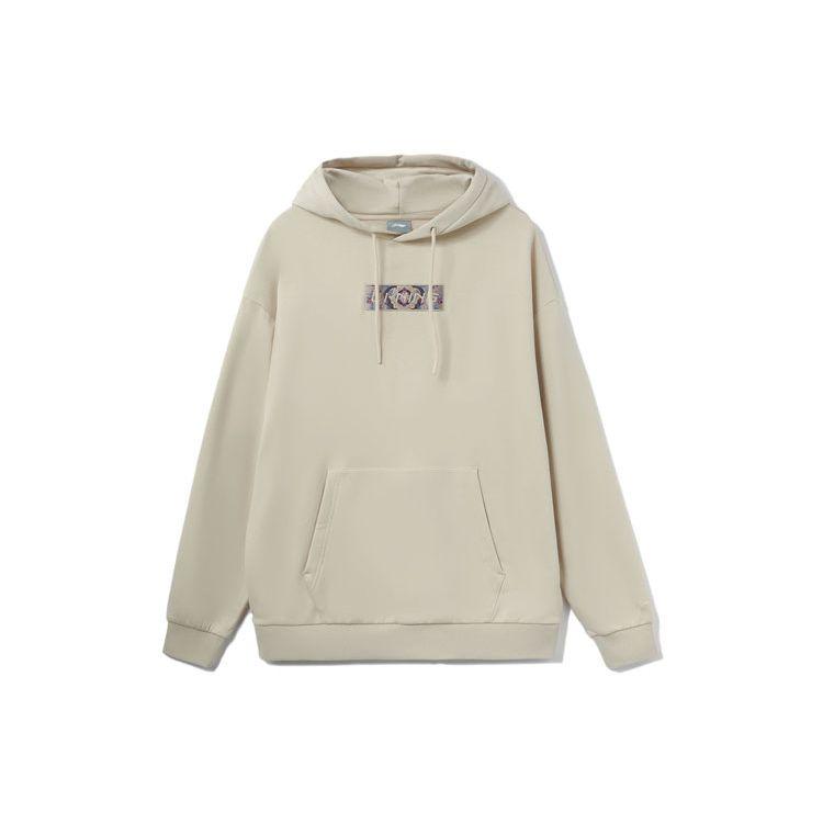 Li Ning Sports Fashion Series Embroidered Logo Fleece Pullover Sweatshirt Unisex Sweatshirt Oyster-Gray AWDRD42-6