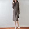 Women Sweater Dress 100% Wool MODERN NEW SAGA Turn-down Collar Knit Long Pullover Winter Jumpers Wool Long Dress Female