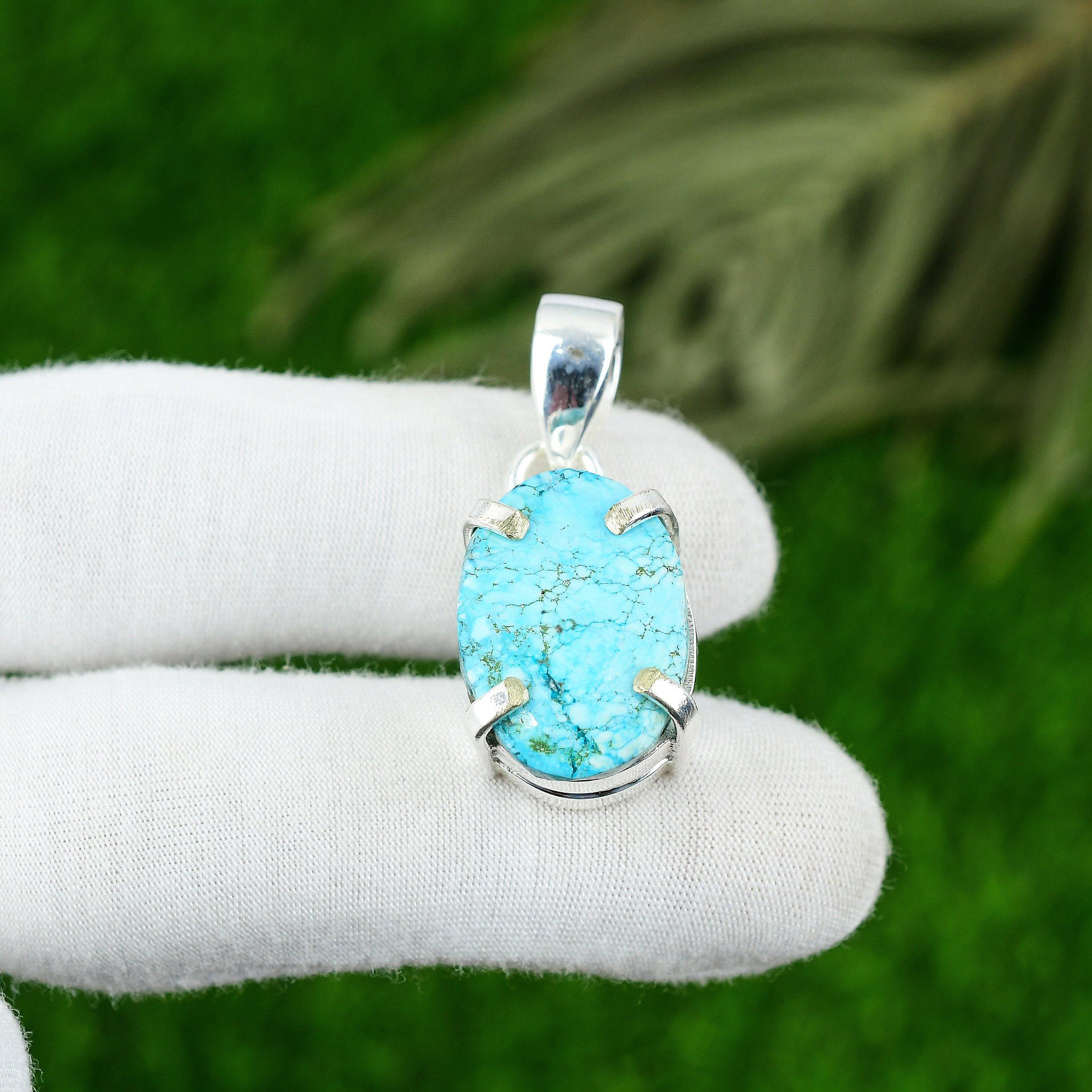 

Сделка ко Дню женщин Подвеска-безель из стерлингового серебра 925 пробы с овальным натуральным тибетским бирюзовым камнем