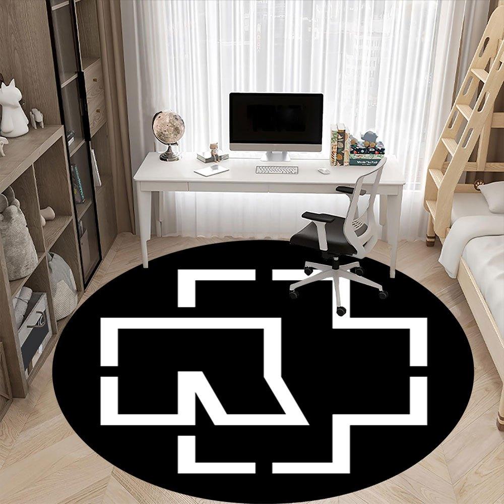 Modern Abstract Art Print - Minimalist Black White DesignRound Non-Slip chair mat chair carpet for office Rugs for Office Decor Gift For Valentine's D
