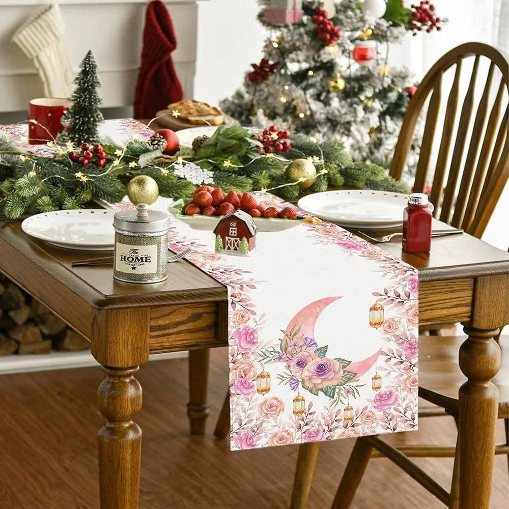 Heat Insulation Ramadan Table Runner Anti-slip Moon Table Runner New Table Cover  Eid Al Adha