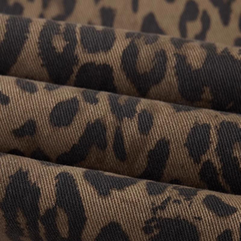 Hnědé leopardí džíny dámské džínové kalhoty dámské nadměrné široké nohavice streetwear hip hop vintage oblečení volné ležérní