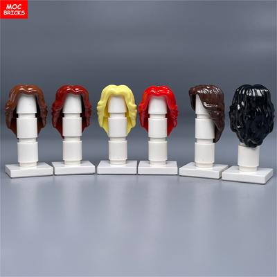 10pcs MOC Bricks 1015 1101 Female Long Hairs Ponytail Woman Girl Head Body Parts For 4cm Figures Building Blocks Kids Toys