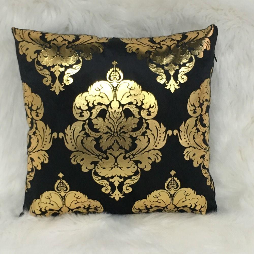 Golden Geometric Cushion Cover Square Pillowcase Comfortable Pillow Cover  Home