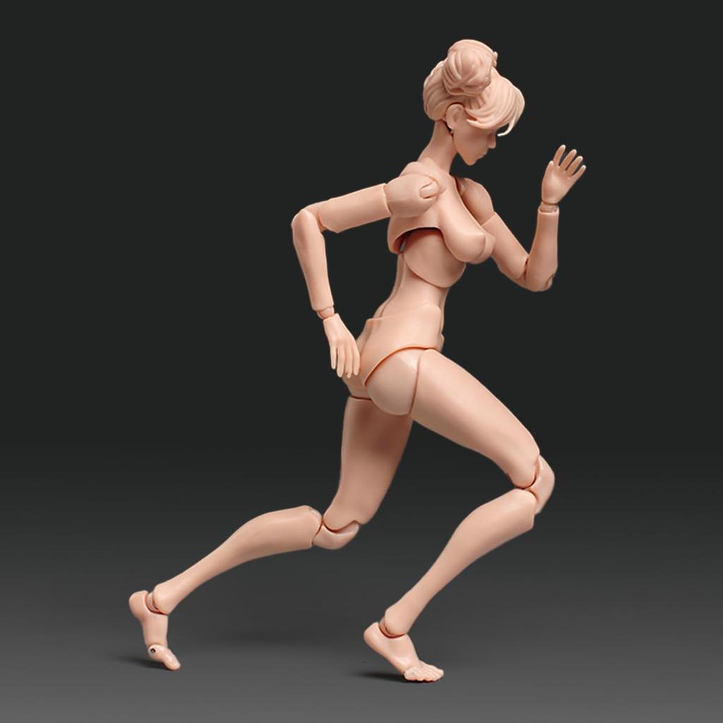 1/12 Maßstab Weibliche Actionfigur, 6-Zoll Super Flexible Mädchenfigur Körperpuppe mit Kopfskulptur & Austauschbare Brust- und Beinzubehör (Weiße Haut)