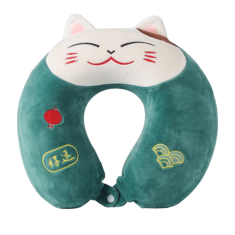 Cartoon U-Shaped Pillow Memory Foam Pillow Core Neck-Protecting Pillow for Airplane Car Travel Portable Office U-Shaped Pillow