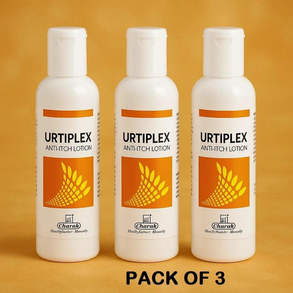 3 x Charak Urtiplex Anti‑itch Lotion for Urticaria & Skin Irritation 100ml Each