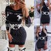 JPNTKY Fashion Autumn Winter Long Sleeve O-Neck Casual Dresses