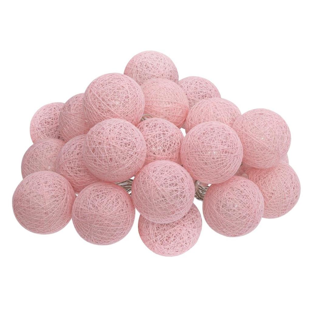Cotton Balls Garland 20 Led Lights Pink 435 Cm