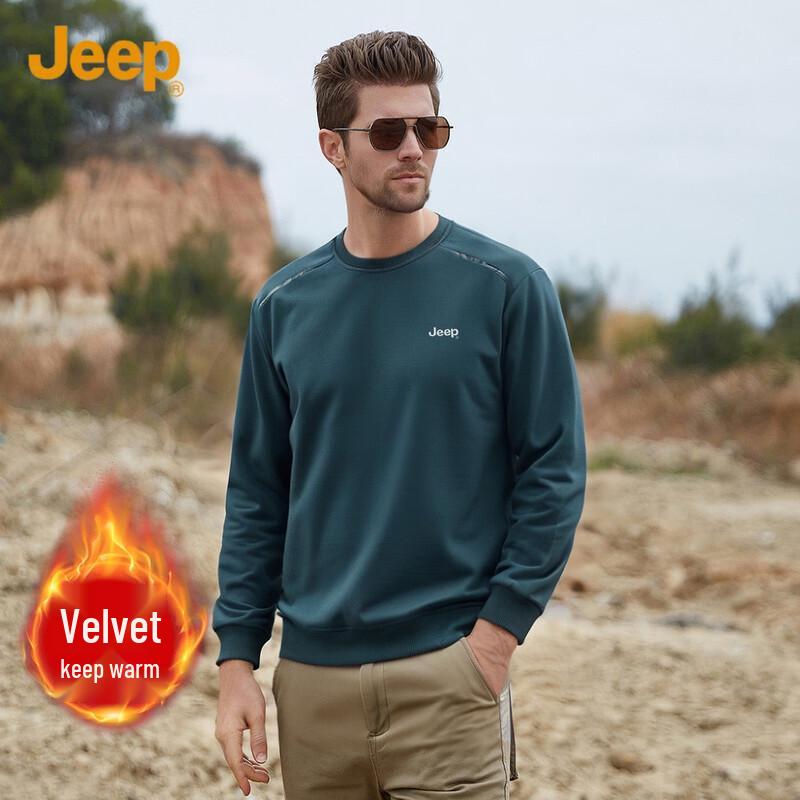JEEP Men's Thickened Warm Round Neck Sweatshirt