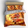 Playful Fox In Autumn Forest Duvet Cover Set With 3D Printing Design Soft Polyester Bedding Set All-Season Comfort For Gifts