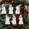 6Pcs Cute Christmas Snowman Pendant Wooden Cartoon Snowman Christmas Tree Pendant Exquisite Hanging Snowman Decoration Pendants