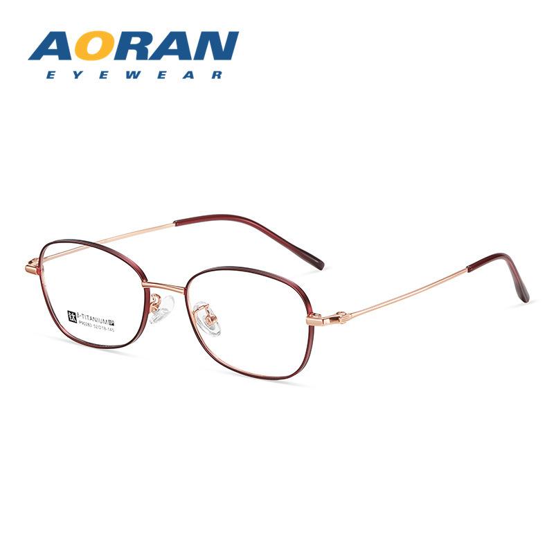 Ultra-light titanium frame8Women's eyeglass frames for myopia can be fitted with oval-shaped thin gold-rimmed professional prescription lenses