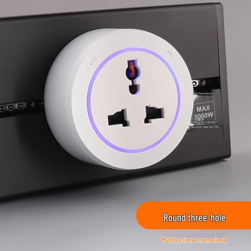 Track Power Strip for Kitchen & Living Room - Movable, Slide Rail, Anti-Shock Design