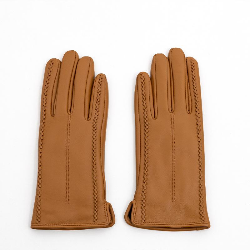 Colorful Genuine Leather Gloves Women's Sheepskin Full Finger Gloves Windproof and Warm Cycling Clothing Gloves for Autumn and Winter