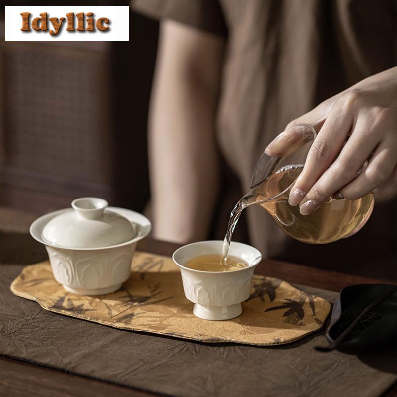 2pc/lot Plant Ash Handmade Relief High Foot Teacup Retro Tea Bowl Mug Tea-tasting Fragrance Cup Jianzhan Master Cups Cafes 45ml