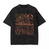 Vintage Schwarzgewaschenes T-Shirt Grafikdruck Kurzarm-Tee Retro Lässig Streetwear Top für MännerFrauen Musikband-Liebhaber Geschenk