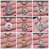 17 stilar Buddha-staty Hänge Halsband Svart Läderkedja Halsband Fabrikspris Handgjorda Smycken