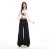 American khaki overalls women's autumn new multi-pocket retro casual wide-leg loose straight slightly pulled jeans