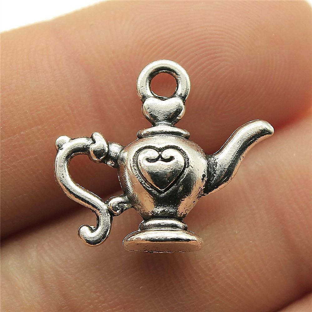10pcs Kettle Teapot Coffee Pot Charms Antique Silver Color Pendants DIY Crafts Making Findings Handmade Tibetan Jewelry