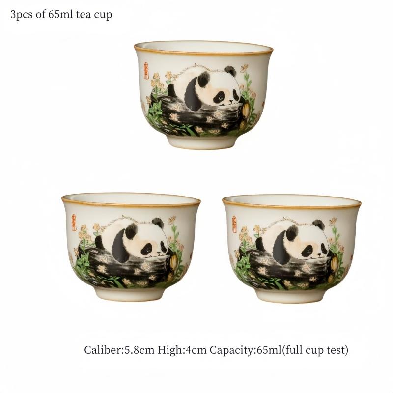 

3PCS 65ml Small Sizse Ru Yao Panda Chinese Tea Cup Ru Kiln Ceramic Opening Can Raise Beautiful Teacup Teaware Kung Fu Tea Set 200ml