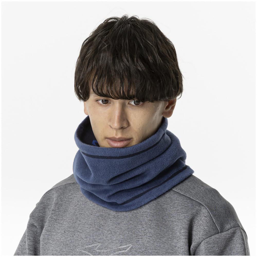 Mizuno Training Wear Reversible Neck Cold Weather Pageant Blue x Classic Free Size Warmer, Fleece, 32JYB708, Blue,