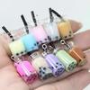 Cute Miniature 3D Bubble Tea Bottle Design Artificial Style Resin Glass Bottle Charms Earring Making Colorful Jewelry Souvenir