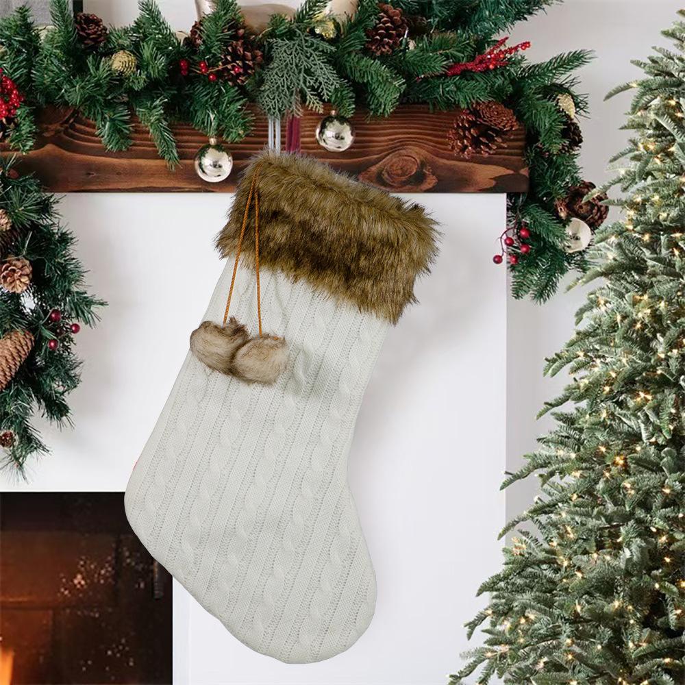 Christmas socks gift bag 20 inch twisted rope wool knitted Christmas socks gift bag fireplace home Christmas decoration