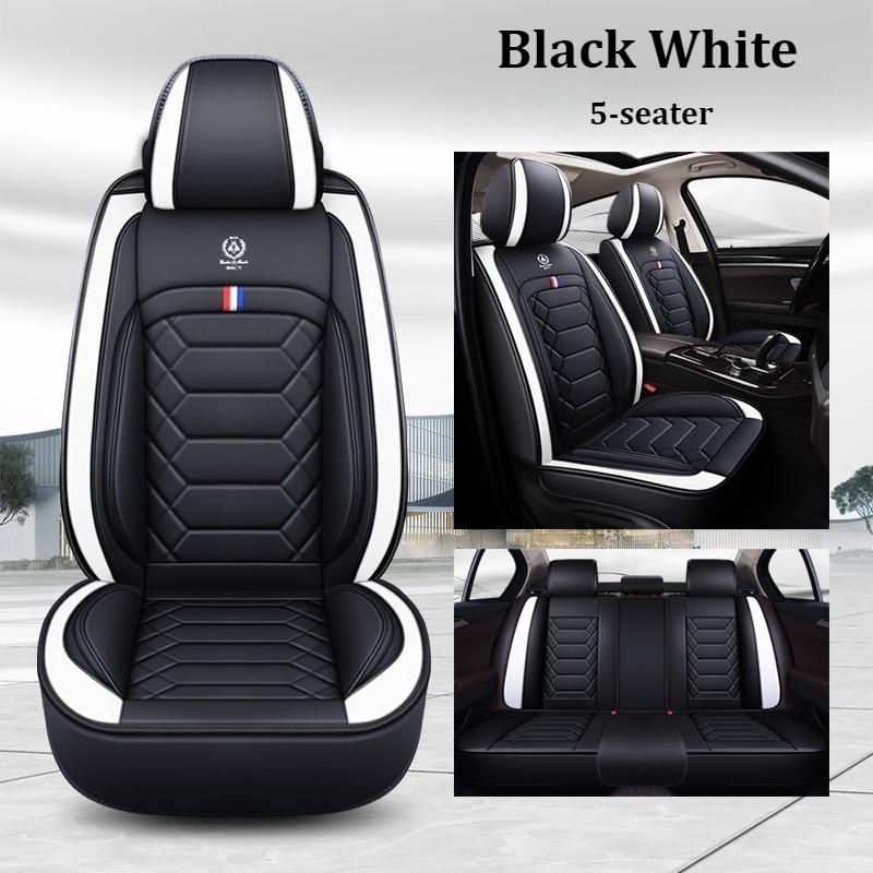 5-Seat Full Car PU Leather Seat Covers 3D Diamond Stitching Soft Comfortable Non-Slip Fit Most Cars All Season