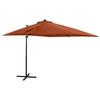 VidaXL Cantilever Garden Parasol with Pole and LED Lights, Patio Sunshade, Terrace Sun Shelter, Earth 312327