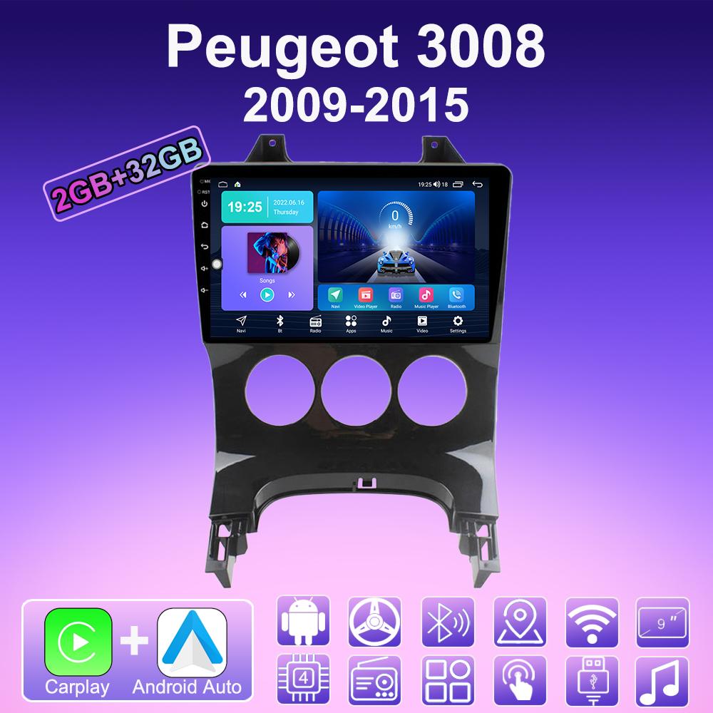 2 DIN Android Carplay Autoradio für Peugeot 3008 2009-2015 Multimedia-Player Head Unit Stereo GPS Navigation BT WIFI 2 + 32GB