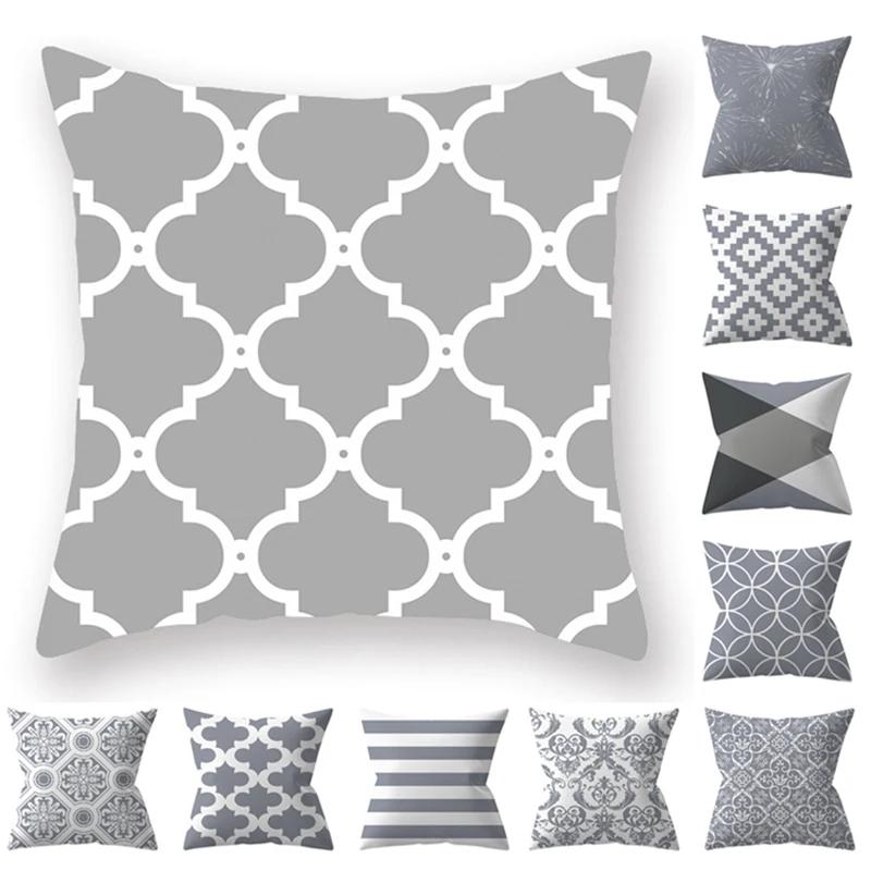 Sliver Grey Style Geometry Decorative Pillowcases Throw Pillow Case Striped Pillowcase Cushion Cover Home Decor Pillows 18Inch