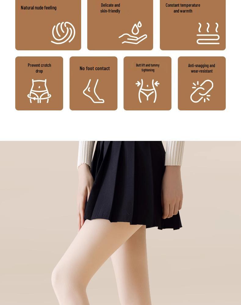 2025 Double-Layer Thick Velvet Anti-Snag Silk Tights for Women - Winter Skin Feel, Nude Look.