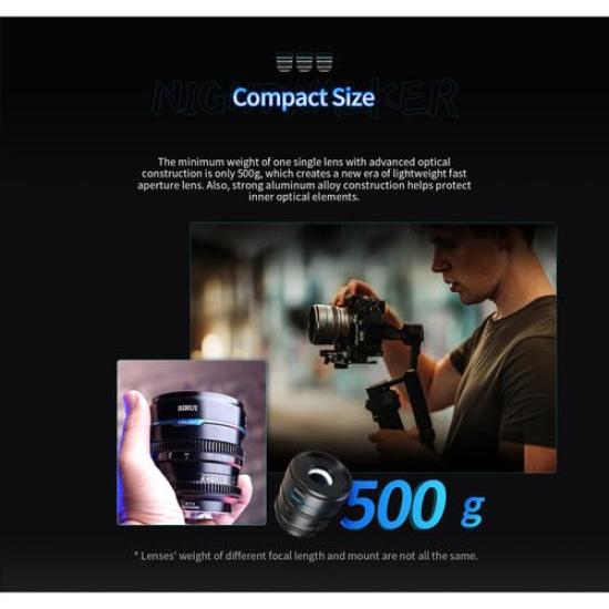 SIRUI Night Walker 55mm camera manual focus cine lens lens, (L mount, black)