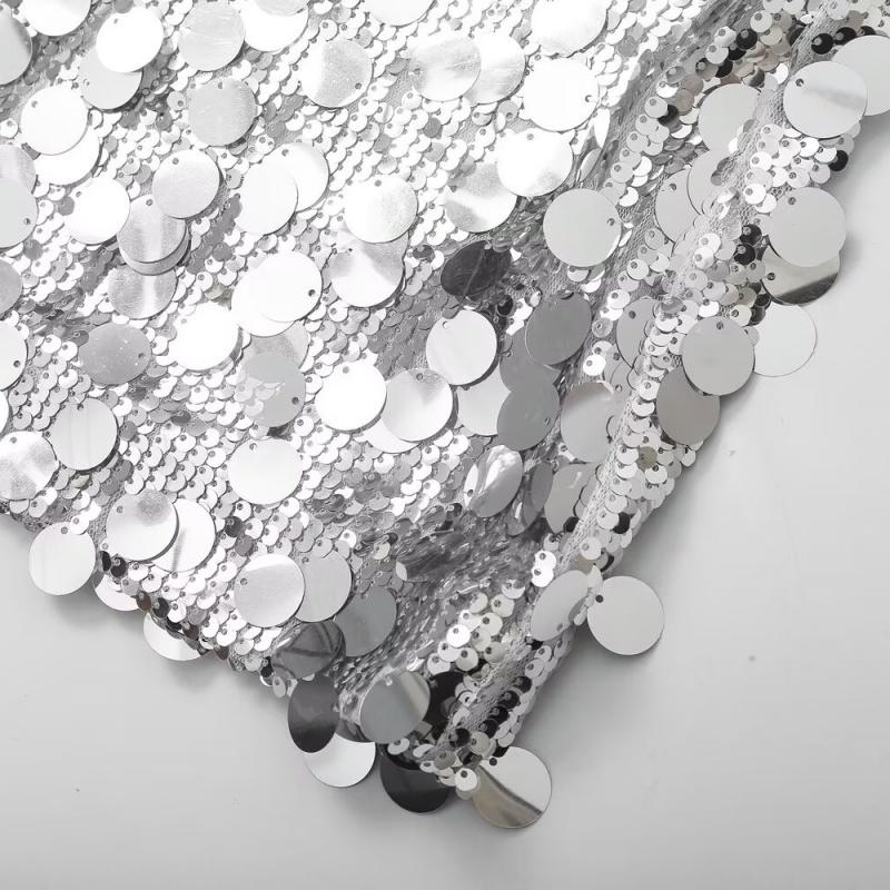 Women Fashion With Sequined Solid Side Zipper Mini Skirt Vintage High Waist Female Chic Lady Skirts