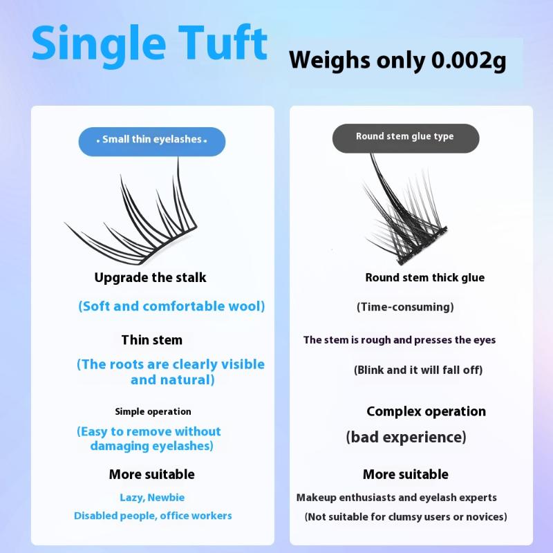 10 Rows Voluminous Glue-Free False Eyelashes 5D Fluffy Thick False Apply Extension Natural Lash Easy Segmented Curling Eyelashes