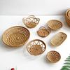 Natural Rattan Tray Wicker Bread Basket Handmade Storage Baskets for Fruit Dessert Display Decorative Serving Tray Home Decor
