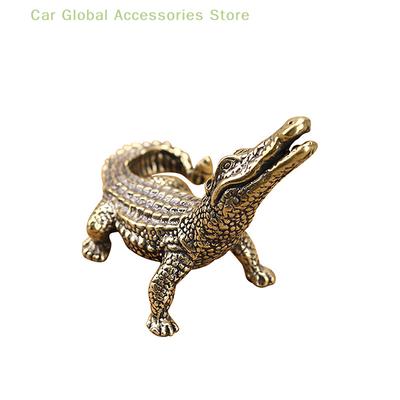 1x Antik Bronz Timsah Minyatür Figürleri Vintage Pirinç Mini Timsah Heykeli Masa Süsleri Ev Feng Shui Dekor El Sanatları