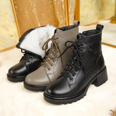 Snehule Dámske Pravá Koža Dámske Členkové Čižmy Britský Štýl Veľká Veľkosť Protišmykové Prírodná Vlna Dámske Zimné Čižmy