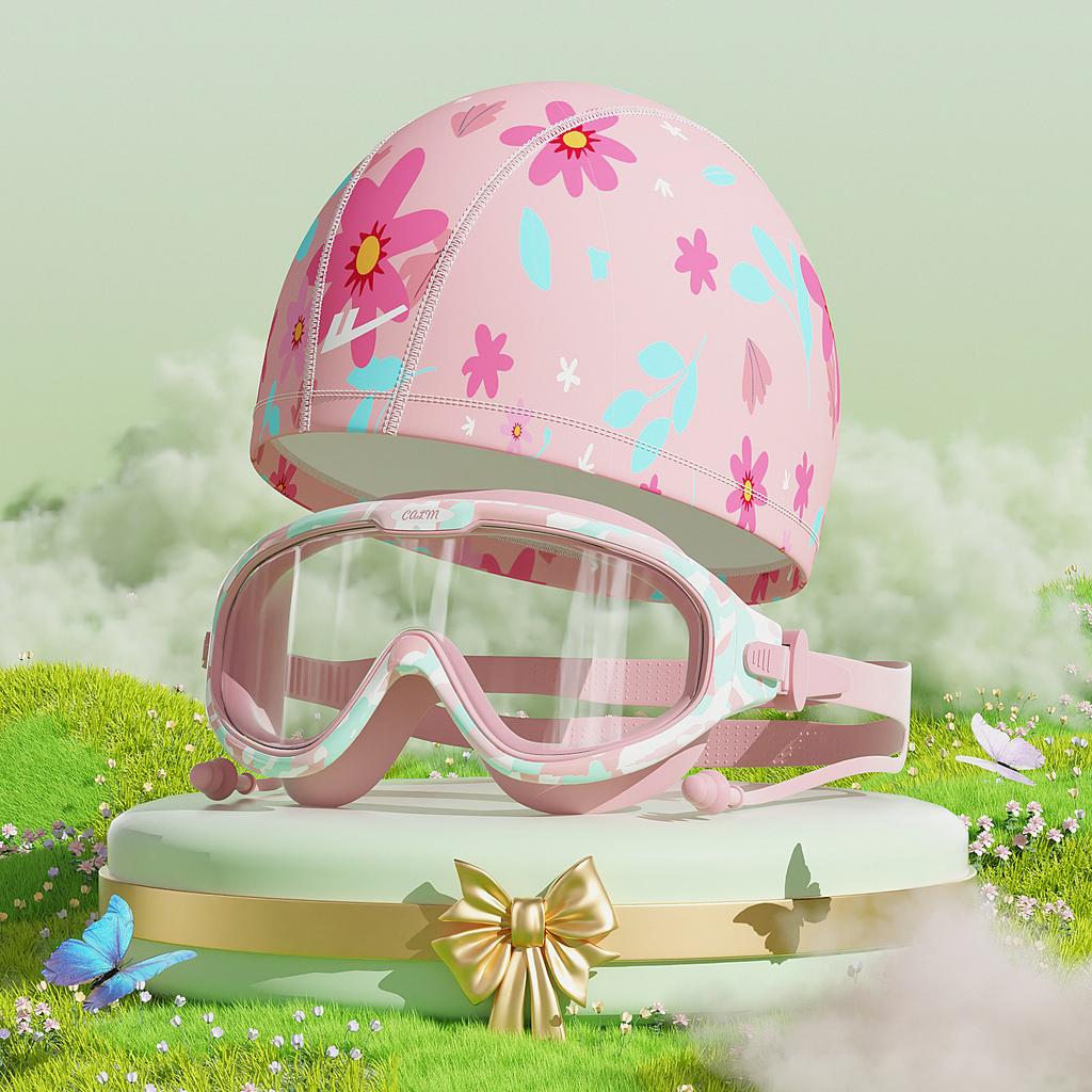 Children's Swimming Goggles Boys High Definition Anti-fog Waterproof Large Frame Swimming Glasses Swimming Cap Set Girls Diving Equipment