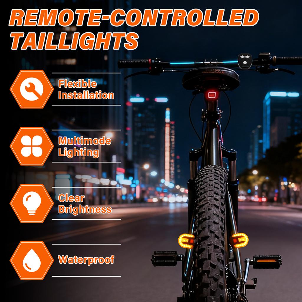 2Pcs Bike Tail Light with Turn Signal Waterproof Split Bicycle Rear Lights with 5 Modes Safety Warning Bike Lamp for Cycling