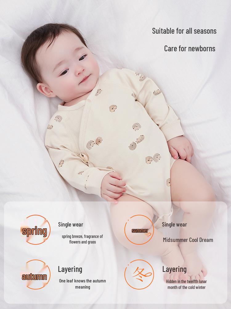 Newborn Unisex Cotton Long Sleeve Romper for Spring & Autumn