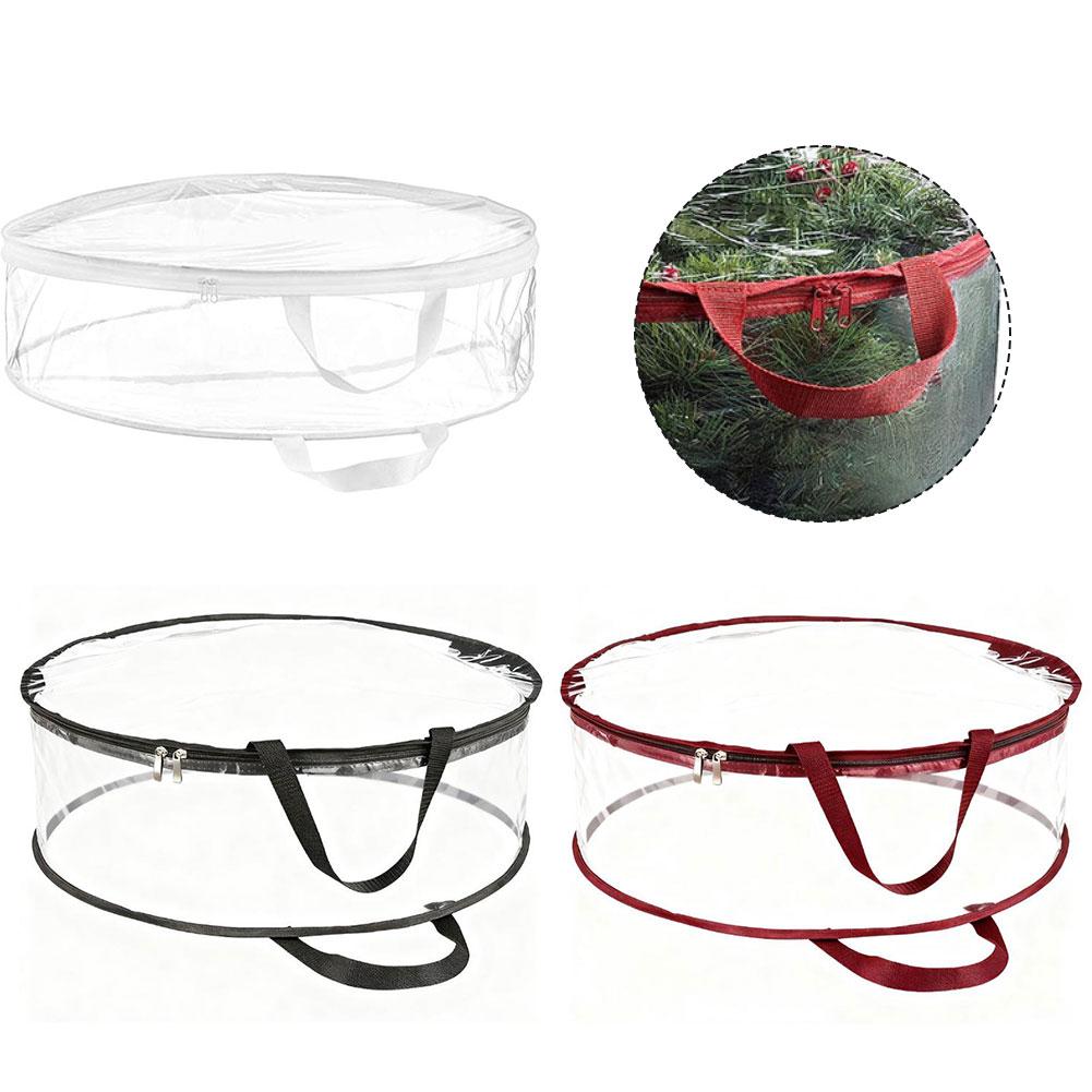 Christmas Wreath Storage Bag with See Through PVC Material Sturdy Handles and Closure for Easy Access and Protection